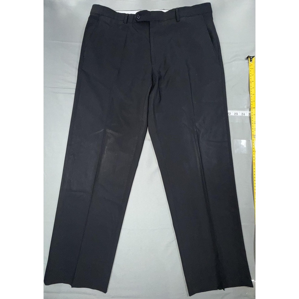 Zignone Dress Pants Mens 36 Black Wool Flat Front Straight Leg Italy